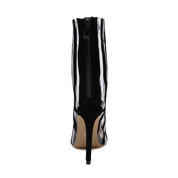 2024 Custom Logo PVC Ankle Heels New Design Transparent Western Style Women's Boots Sexy Outdoor Party Shoes Rubber/PU Winter