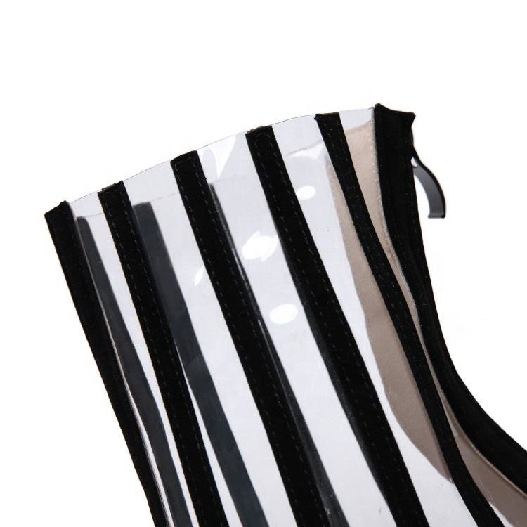 2024 Custom Logo PVC Ankle Heels New Design Transparent Western Style Women's Boots Sexy Outdoor Party Shoes Rubber/PU Winter