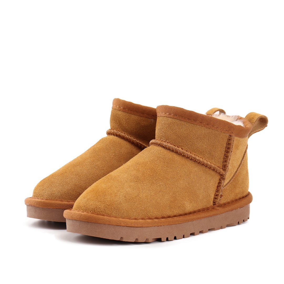 QY10232 2024 New sheepskin fur integrated low-barrel children's warm GG snow boots in winter