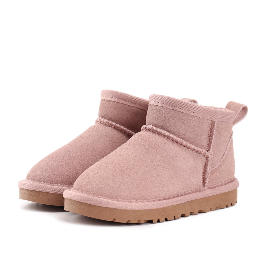 QY10232 2024 New sheepskin fur integrated low-barrel children's warm GG snow boots in winter