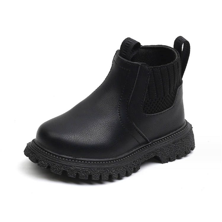 New children's fashion British ankle boots boy side zipper fashion leather shoes