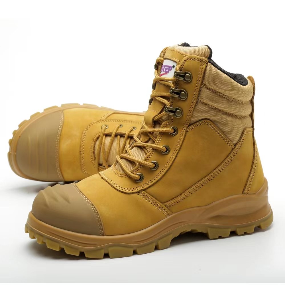THREEDIV Labor protection boots men work shoes steel toes puncture resistant waterproof oil resistant pure leather safety shoes