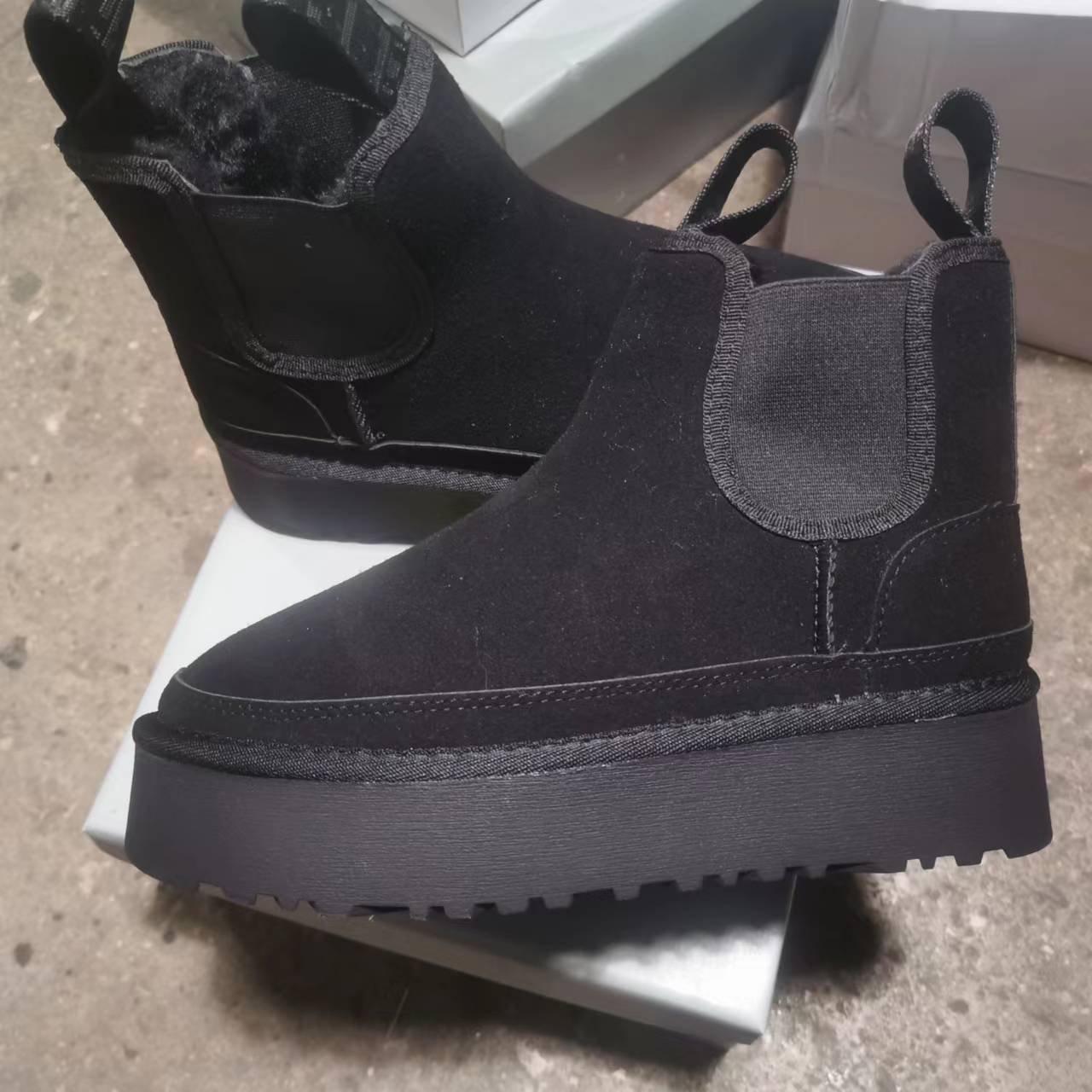 Custom Logo Winter Warm Snow Boots Women's Hippy Suede Platform Ankle Boot Memory Foam Shoes