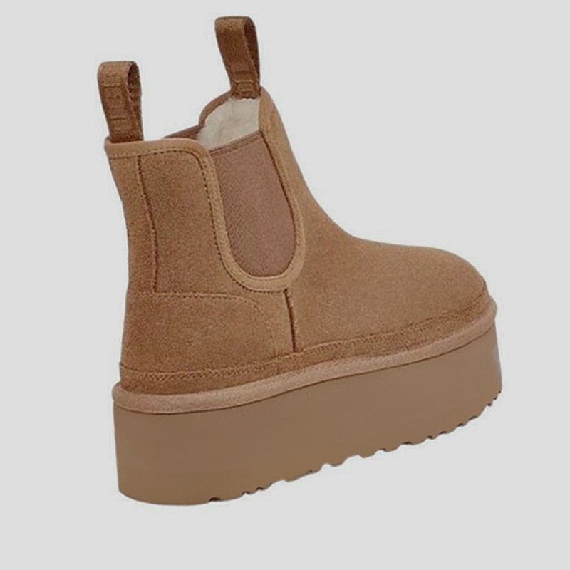 Custom Logo Winter Warm Snow Boots Women's Hippy Suede Platform Ankle Boot Memory Foam Shoes