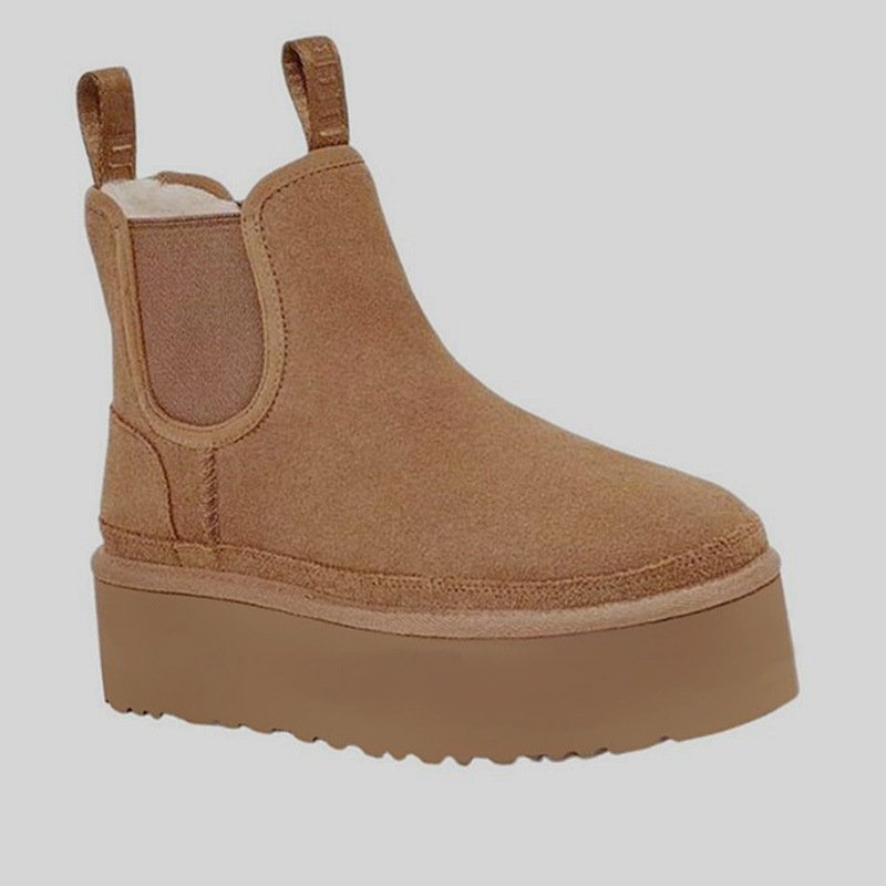 Custom Logo Winter Warm Snow Boots Women's Hippy Suede Platform Ankle Boot Memory Foam Shoes