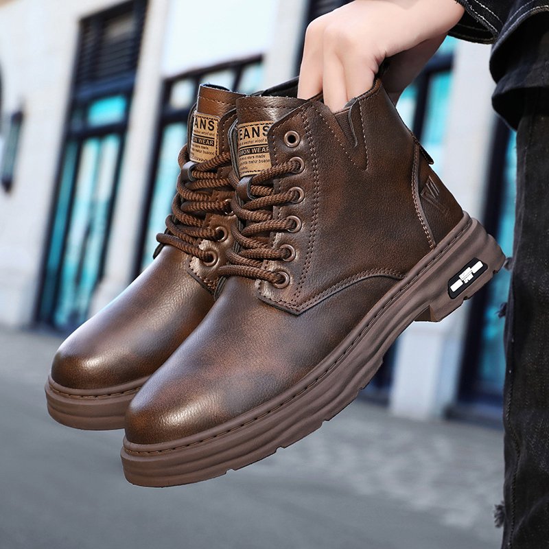 M9622 Original Quality Men's Boots new fall Leather high-top outdoor Work Boots For Men British biker casual retro men's boots