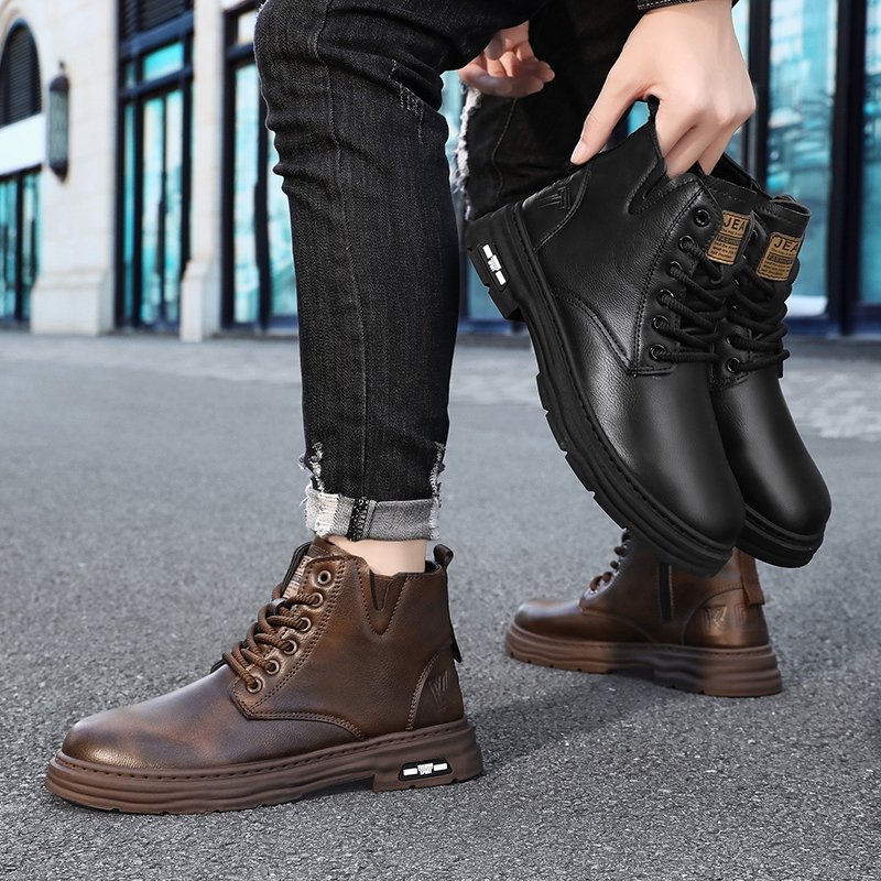 M9622 Original Quality Men's Boots new fall Leather high-top outdoor Work Boots For Men British biker casual retro men's boots