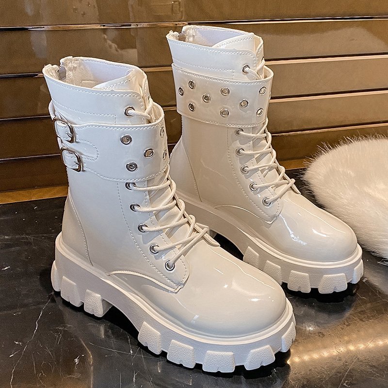 2021 high quality platform wedge women boot over ankle lace-up hollow-out cool girl boots