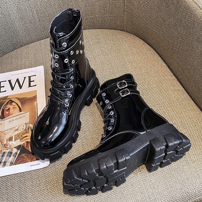 2021 high quality platform wedge women boot over ankle lace-up hollow-out cool girl boots