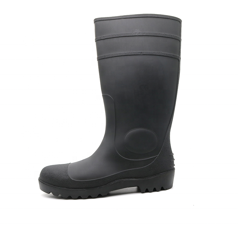 CE standard oil industry waterproof oil acid alkali resistant anti slip safety black men plastic pvc rain boots to work