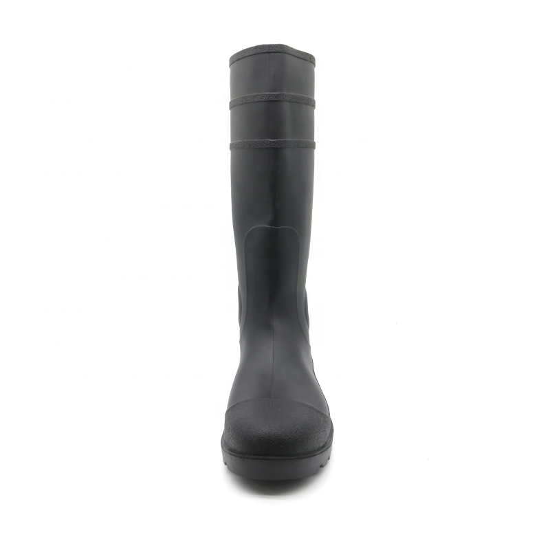 CE standard oil industry waterproof oil acid alkali resistant anti slip safety black men plastic pvc rain boots to work