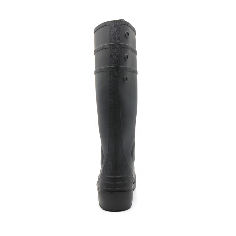 CE standard oil industry waterproof oil acid alkali resistant anti slip safety black men plastic pvc rain boots to work