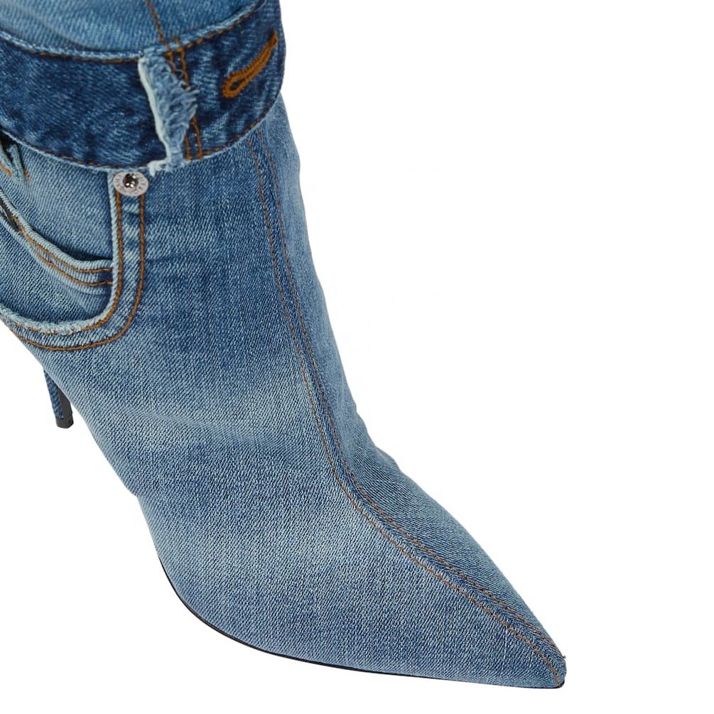 Custom Made Novel design denim high heel over the knee boots women long boots