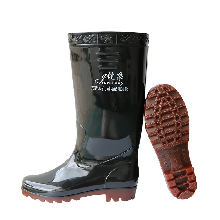 Oil acid alkali resistant waterproof adult gum boots add logo black gum boots rubber boots with lining