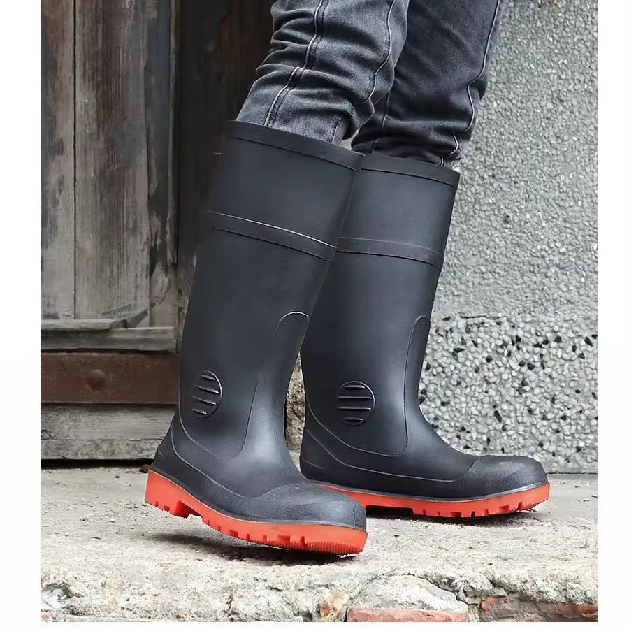 CE New Style Food Industry Work Gumboots Anti-static Oil-Resistant Waterproof Steel Toe PVC Wellington Safety Rain Boots