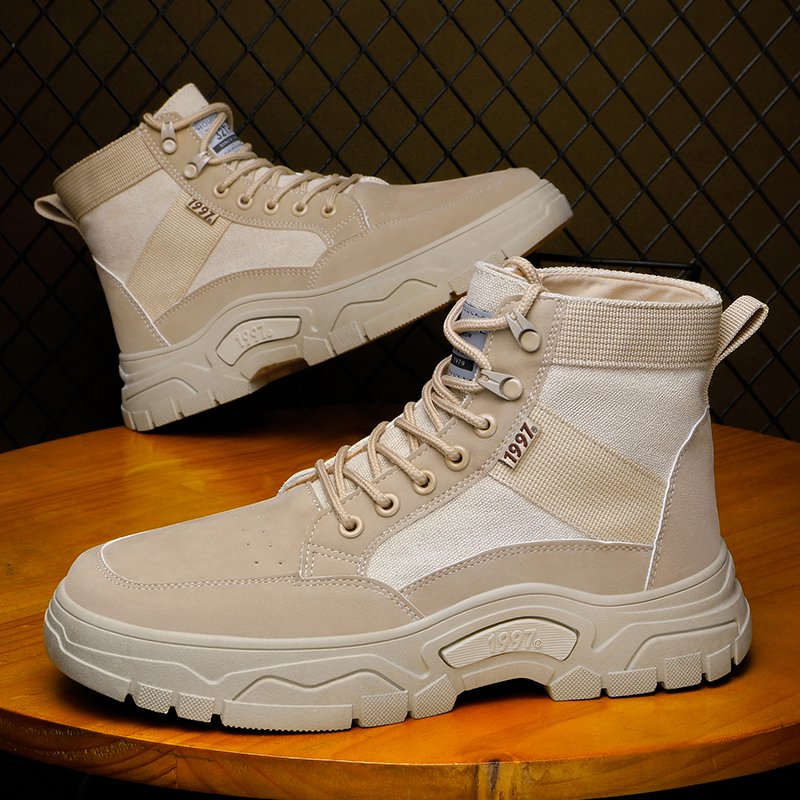 Men's casual Martin boots outdoor fashion trend simple non-slip lace-up boots