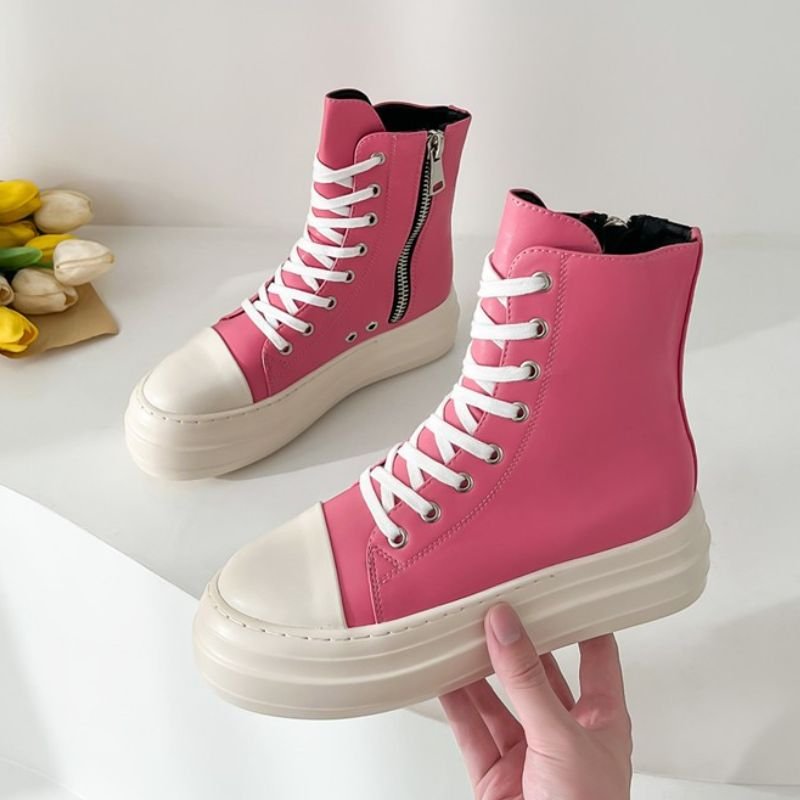 Botas-militares-us Newest Fashion Red Ladies Chunky Platform Sepatu Ankle Height Women Winter Boots