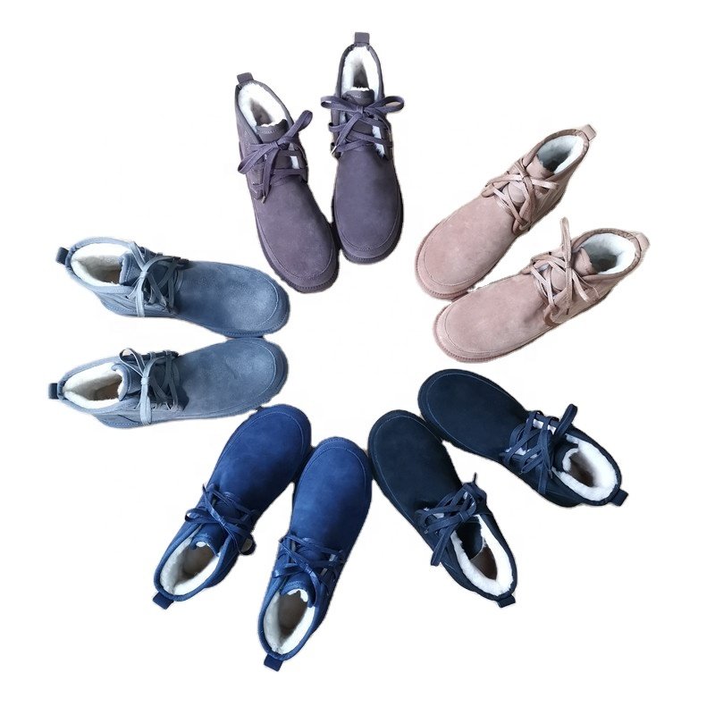 HQB-MS013 Factory hot sale custom men's winter boots premium quality man's fashion snow boots genuine sheepskin boots for men