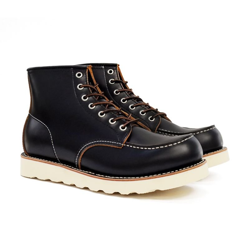 Goodyear Breathable and Height Increasing Safety Shoes Men's Winter Boots in Western Style Genuine Leather Lace-Up Closure