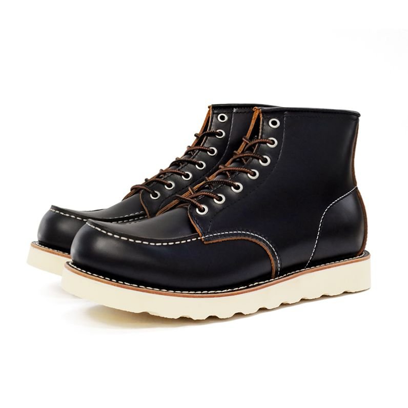 Goodyear Breathable and Height Increasing Safety Shoes Men's Winter Boots in Western Style Genuine Leather Lace-Up Closure