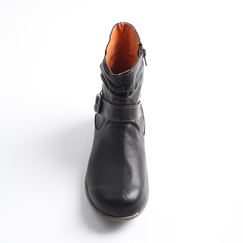 2022 New Fashion Women Solid Leather Ankle Boots Winter Boots For Ladies