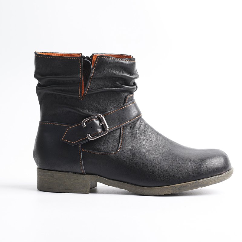 2022 New Fashion Women Solid Leather Ankle Boots Winter Boots For Ladies