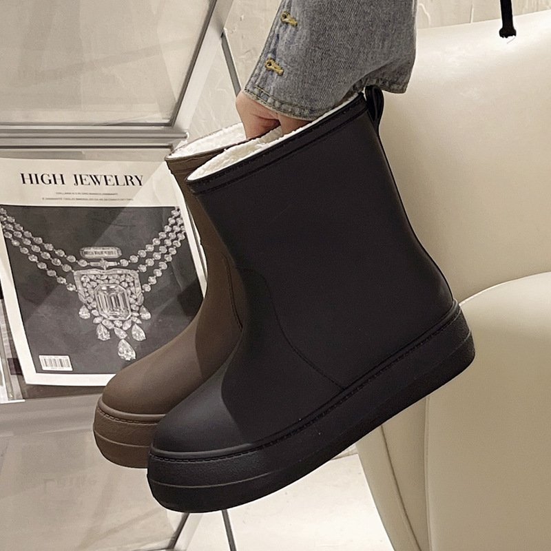 Women's winter rain shoes plus velvet fashion rain boots all spring and summer water shoes anti-slip wear-resistant rubber shoes