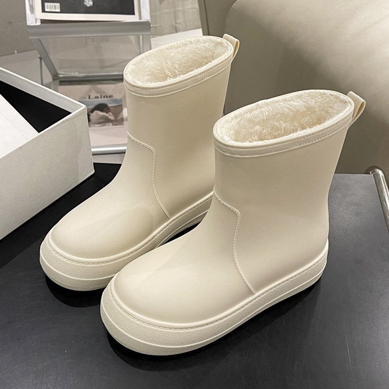 Women's winter rain shoes plus velvet fashion rain boots all spring and summer water shoes anti-slip wear-resistant rubber shoes