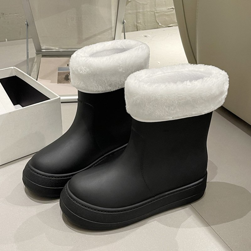 Women's winter rain shoes plus velvet fashion rain boots all spring and summer water shoes anti-slip wear-resistant rubber shoes
