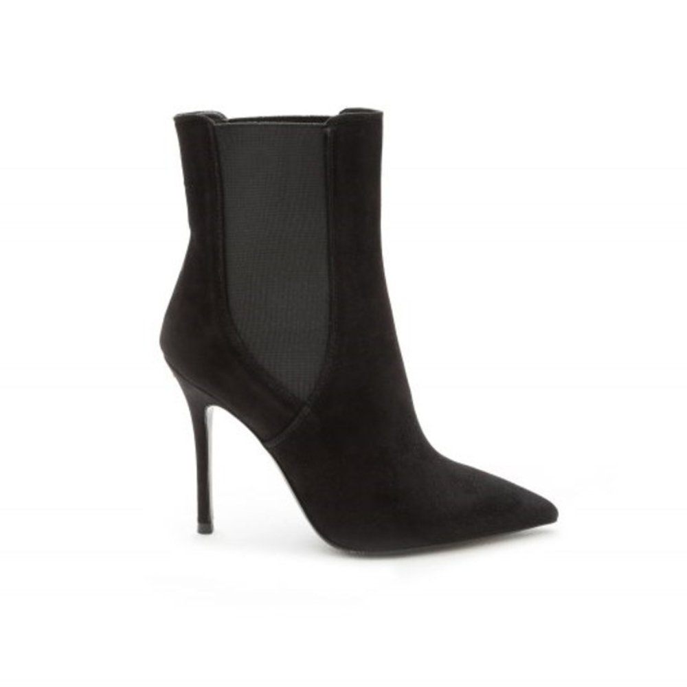 Italian Brand Excellent Quality New Fashion Black Midi Leather Anke Boots With Elastic Band Closure