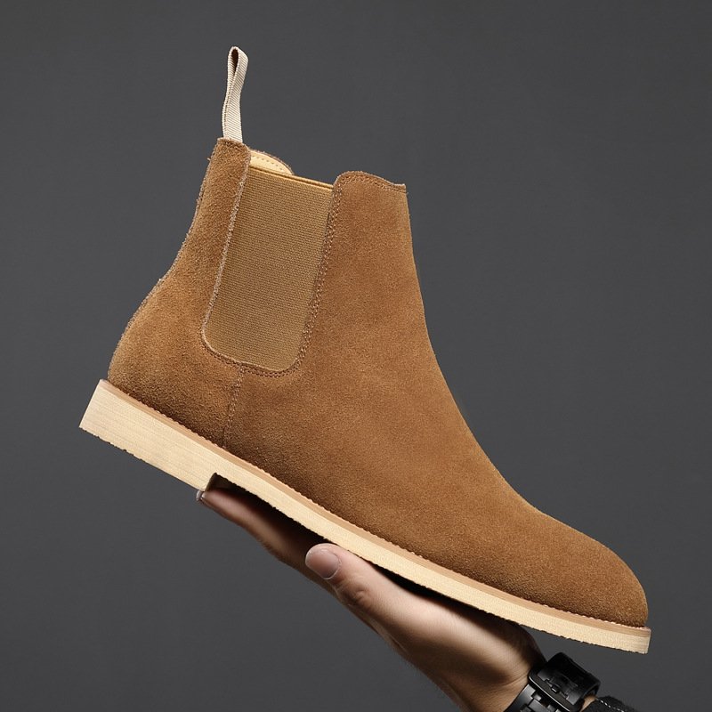 2023 Pure Color Genuine Suede Leather Chelsea Boots High Quality Custom Designer Boots for Men