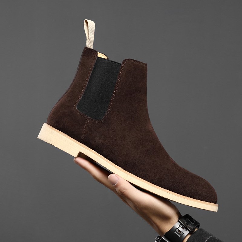 2023 Pure Color Genuine Suede Leather Chelsea Boots High Quality Custom Designer Boots for Men