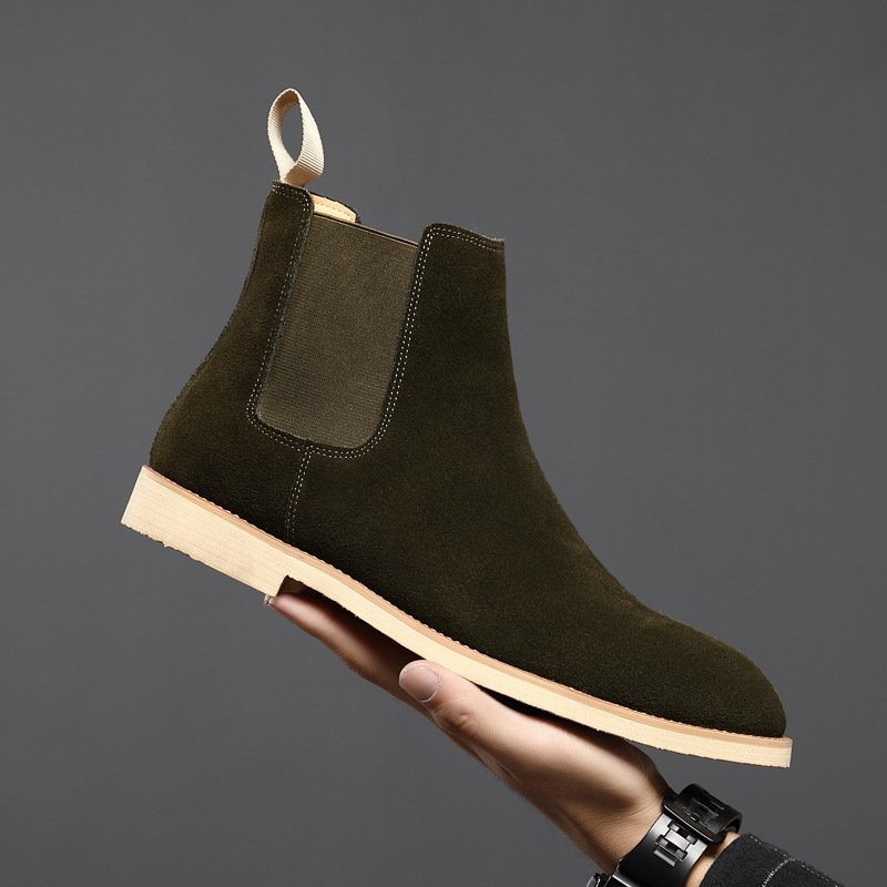 2023 Pure Color Genuine Suede Leather Chelsea Boots High Quality Custom Designer Boots for Men
