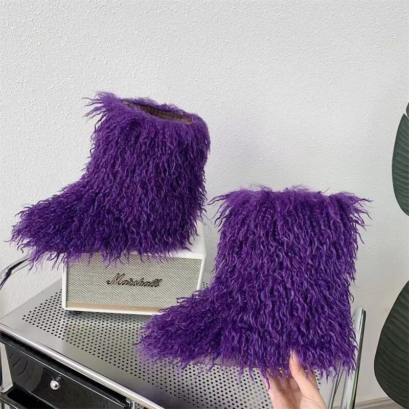 Wholesale Snow Boots Girls Women Shoes Colorful Furry Winter Faux Fur Boots For Women