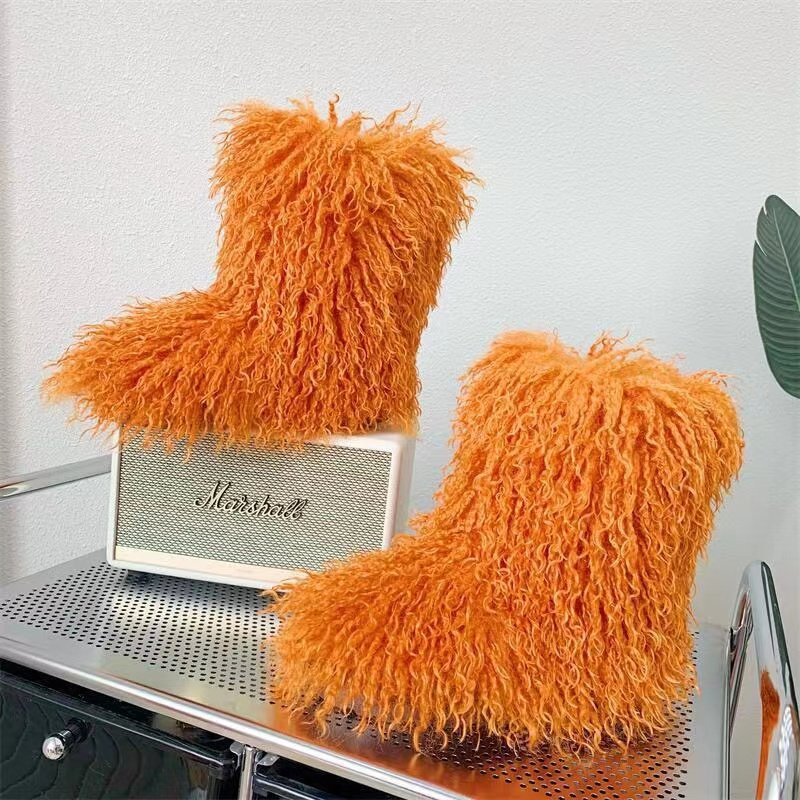 Wholesale Snow Boots Girls Women Shoes Colorful Furry Winter Faux Fur Boots For Women
