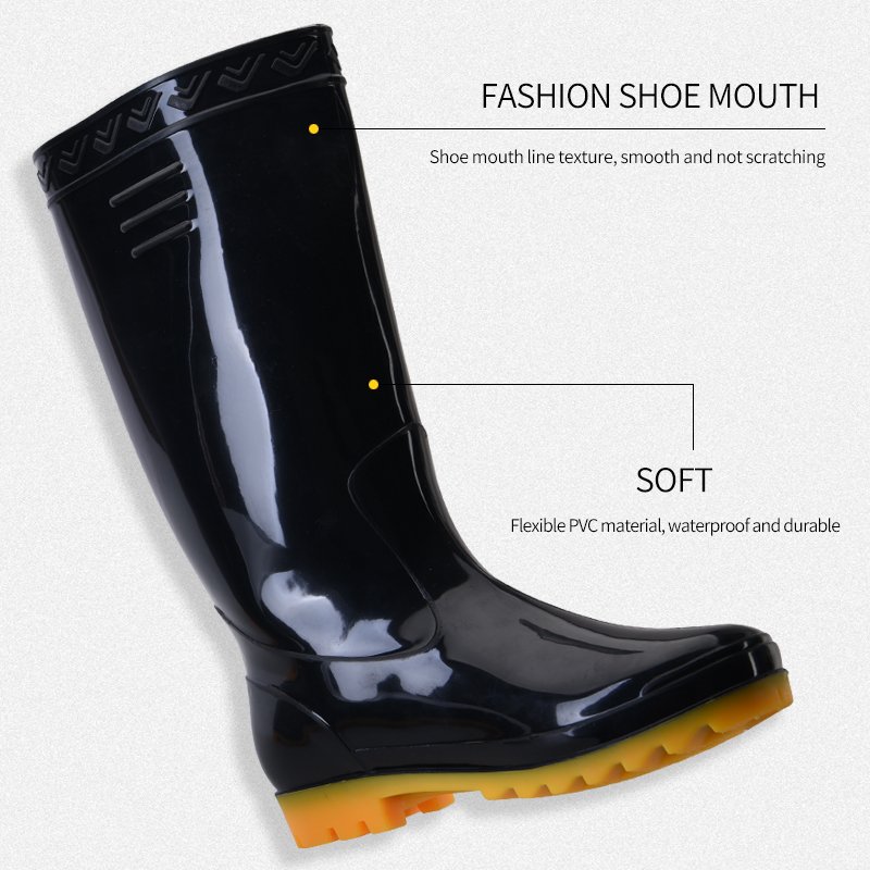 Customized Anti-Slip Safety Mens PVC Material Rain Biker Boots PVC labor protection rain boots