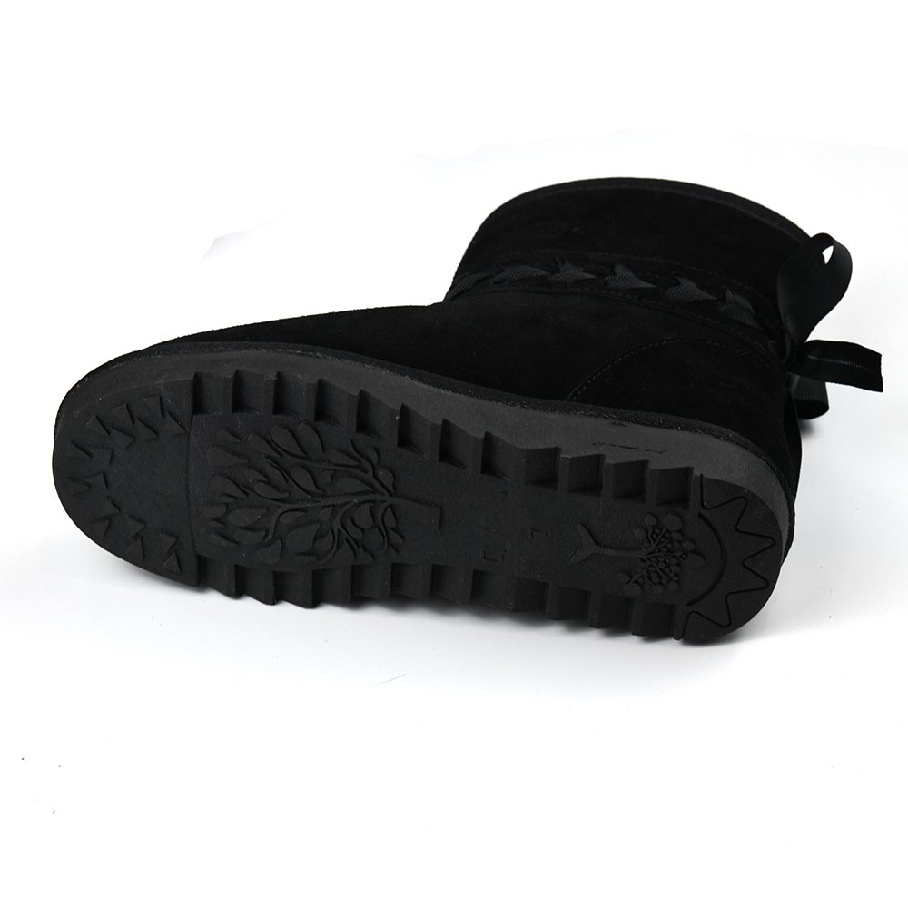 2024 wholesale llv fox fur bow original design with laces winter snow shoes ugghh mid boots for women