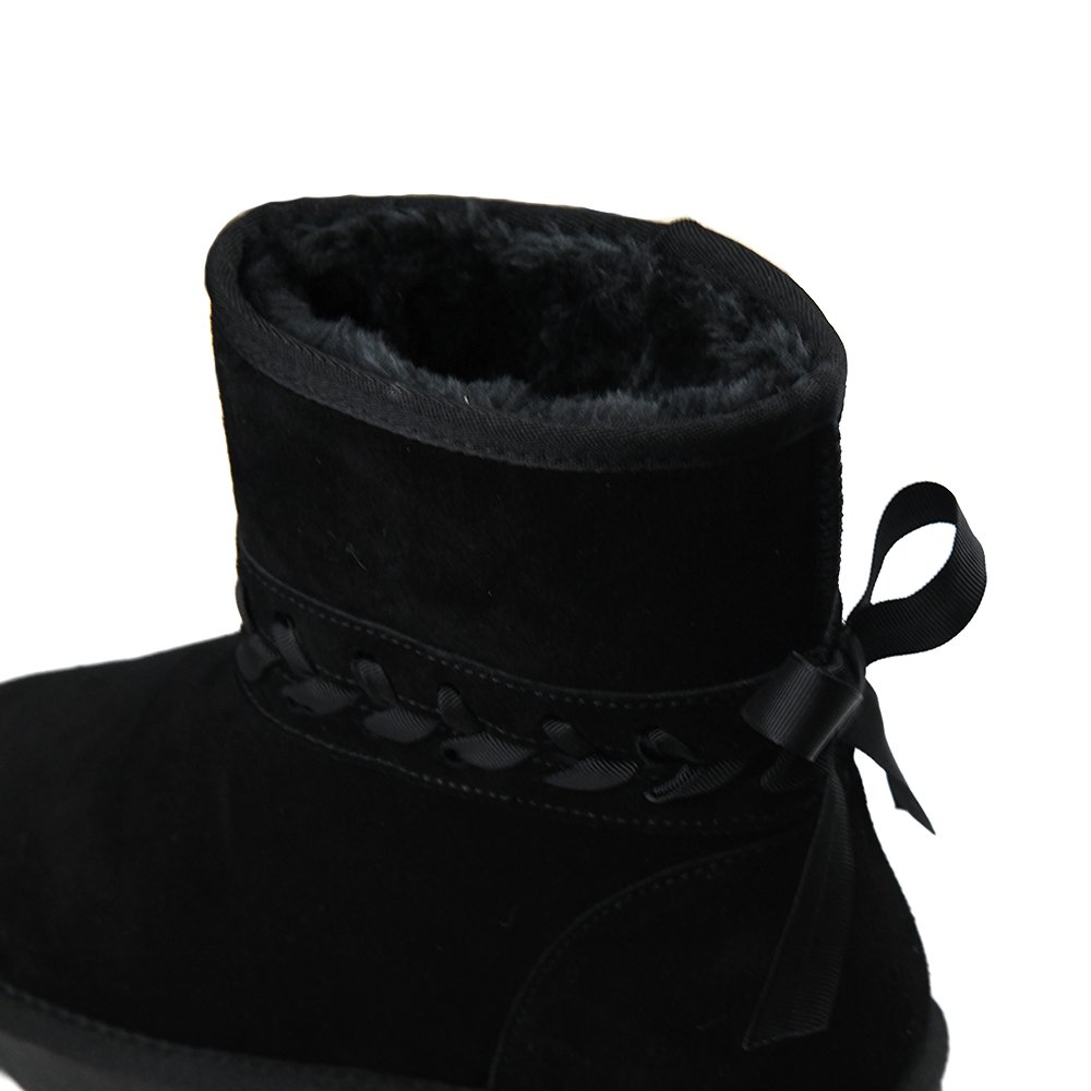 2024 wholesale llv fox fur bow original design with laces winter snow shoes ugghh mid boots for women