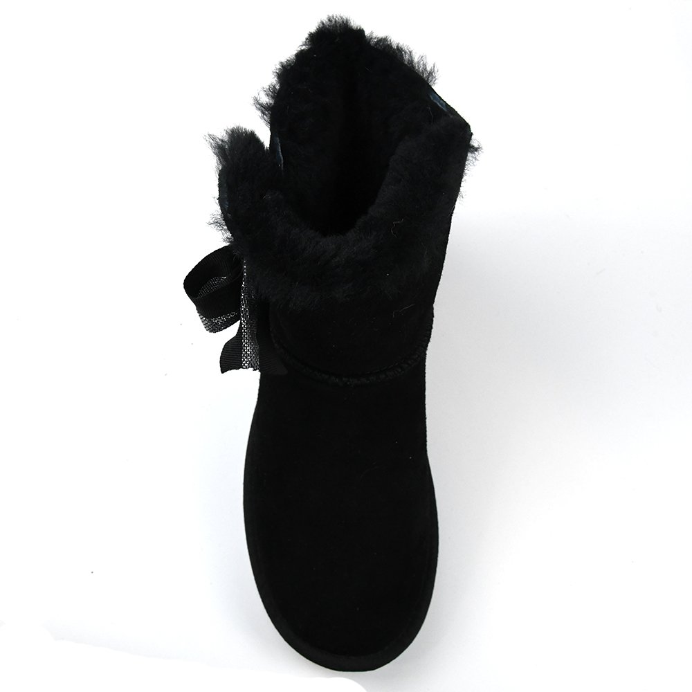 2024 wholesale llv fox fur bow original design with laces winter snow shoes ugghh mid boots for women