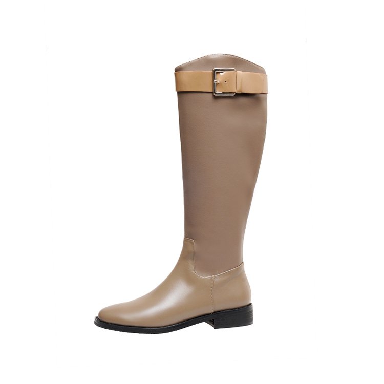 2cm rubber outsole winter keep warm knee high ankle boots classic flat genuine leather party wedding wholesale zipper boots