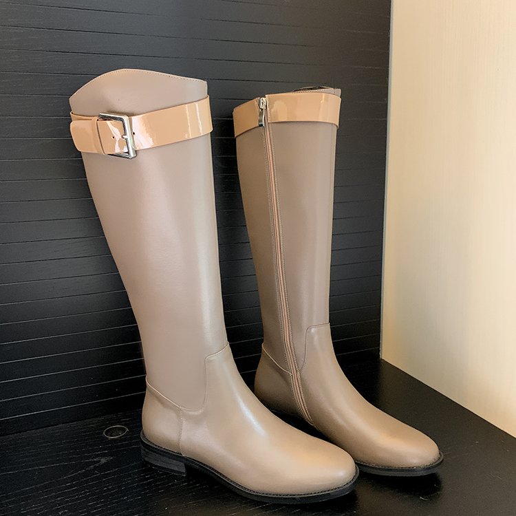 2cm rubber outsole winter keep warm knee high ankle boots classic flat genuine leather party wedding wholesale zipper boots