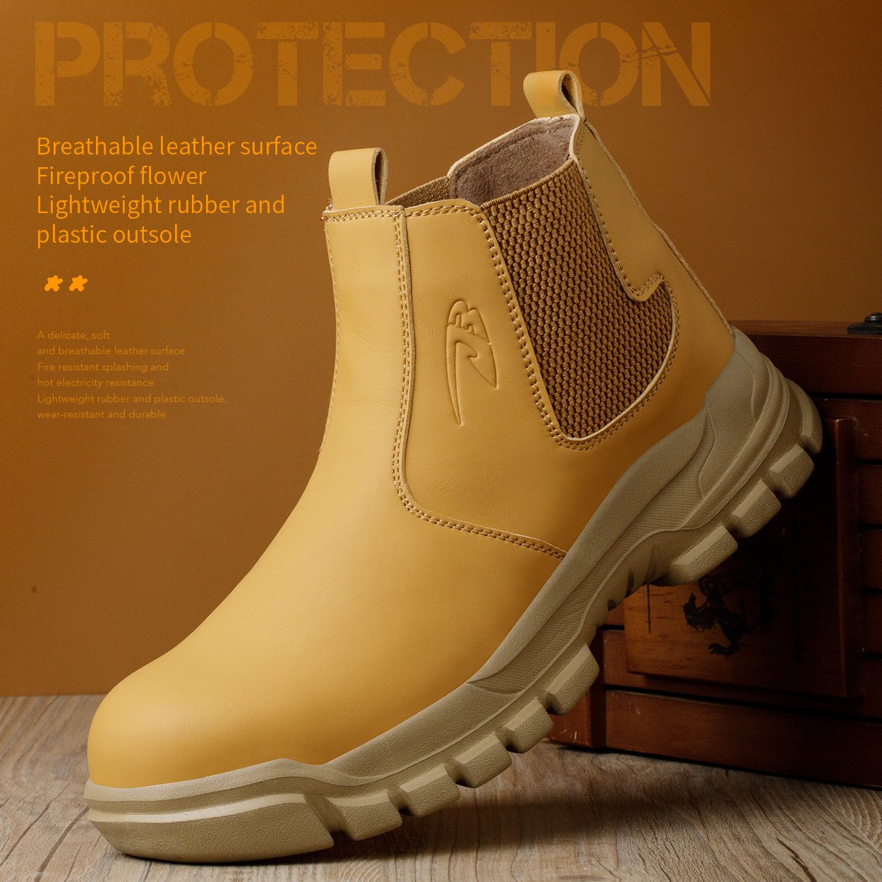 DianSen new 2024 steel toe boots Anti-smashing safety work boots 680