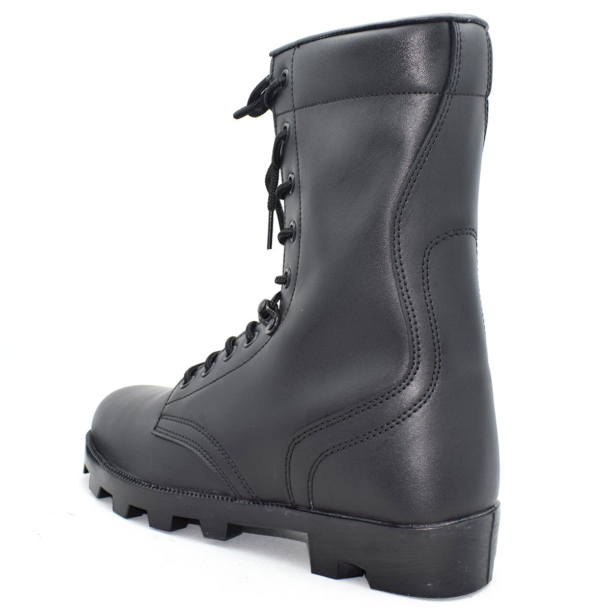 Daily Training Full Leather Upper Black Combat Boots Shockproof Rubber Outsole Fighting Boots