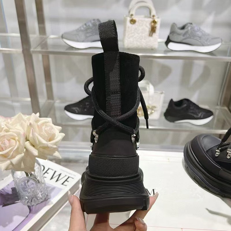 Women's High Quality Winter Casual Genuine Leather Knee-High Boots Ankle Boots with round Toe Hard-Wearing Height Increasing