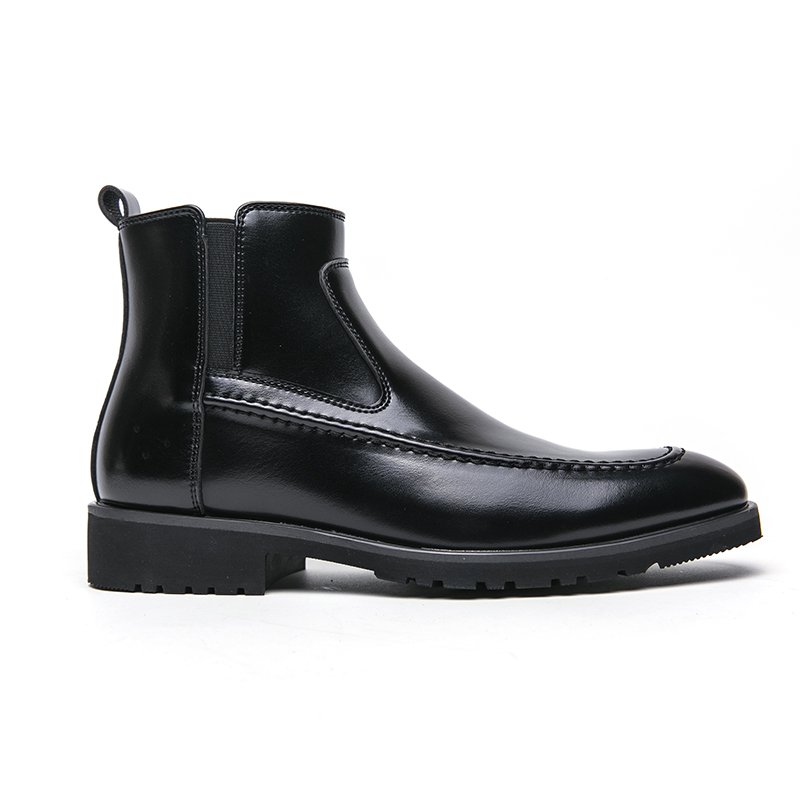 Customized Height Increasing Snow Elastic Band Zipper Men's PU Leather Resistant Boot Dress Shoes Men Point Ankle Boots
