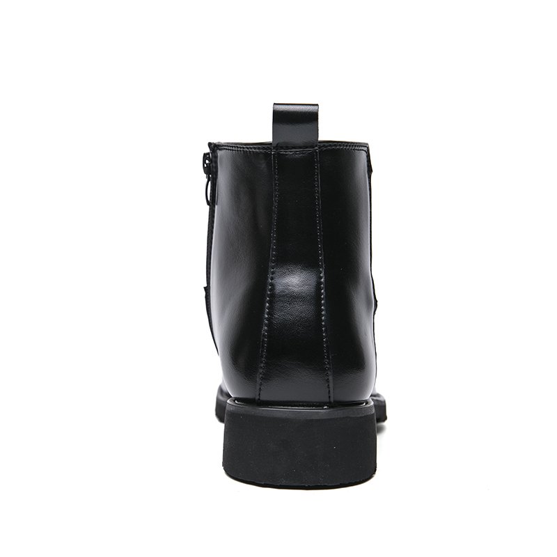 Customized Height Increasing Snow Elastic Band Zipper Men's PU Leather Resistant Boot Dress Shoes Men Point Ankle Boots