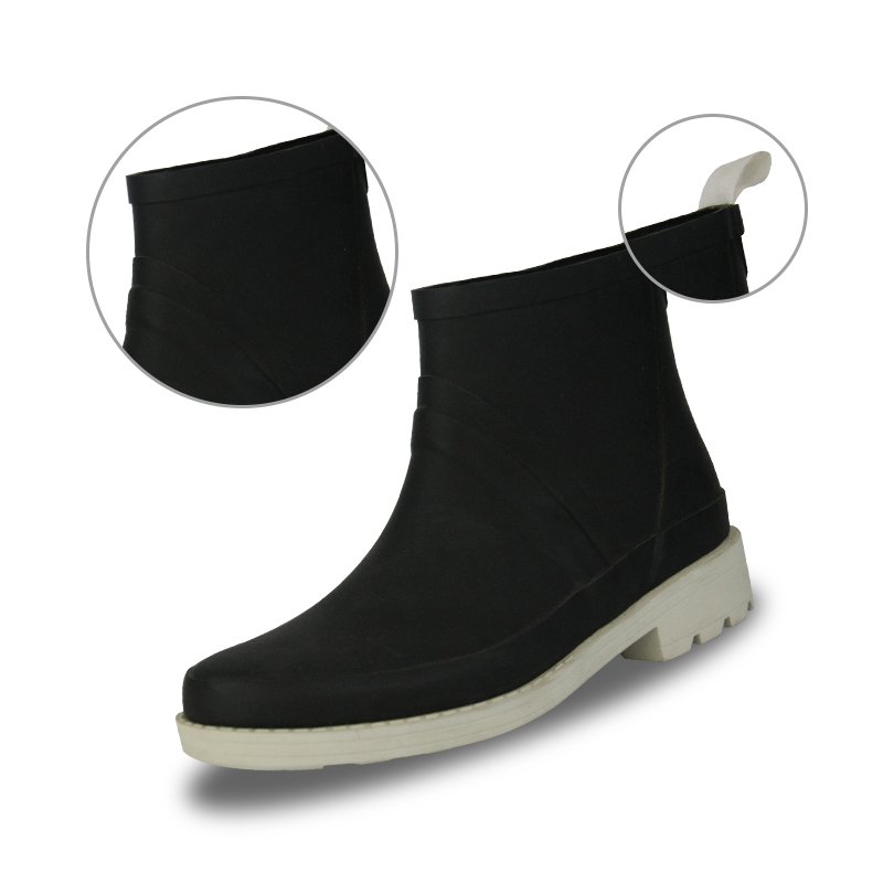 Fashionable Women Rubber Wellington Rain Shoes Black Ankle Chelsea Boots Woman Wholesale