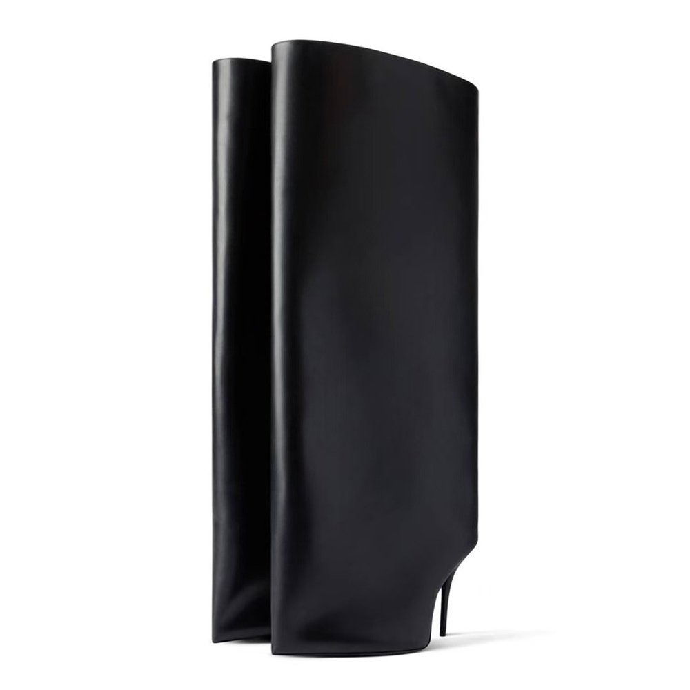 Supper Wide Top Women's Knee High Boots Puffy Upper Pants Long Booties Stiletto Thin Heels Stage Denim Shoes