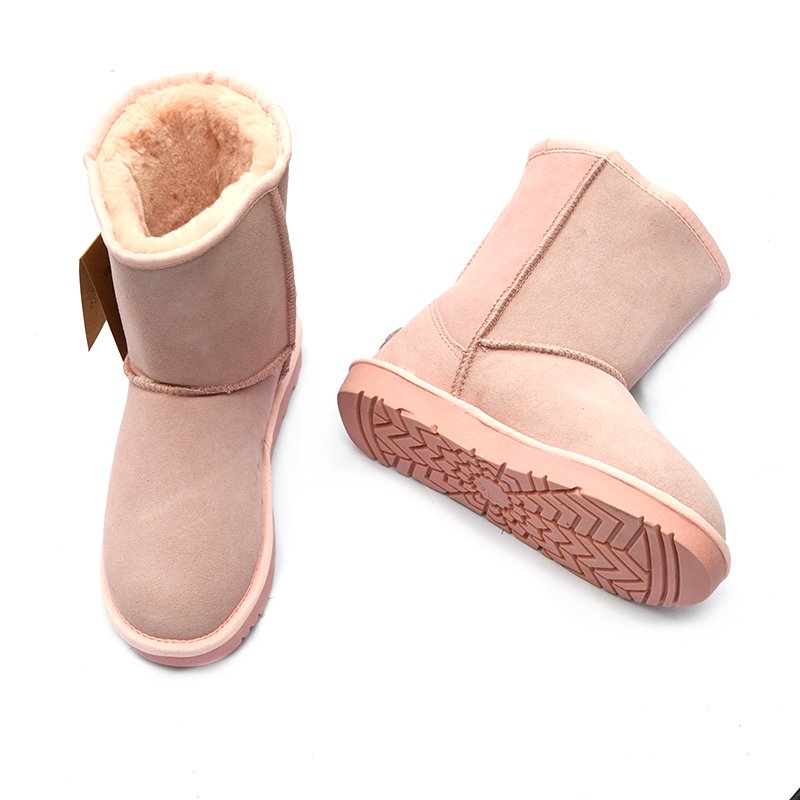 European Standard Multiple Colors Breathable Warm Bedroom Tpr Sole 100% Sheepskin Suede Wool Fur Snow Boots for Woman