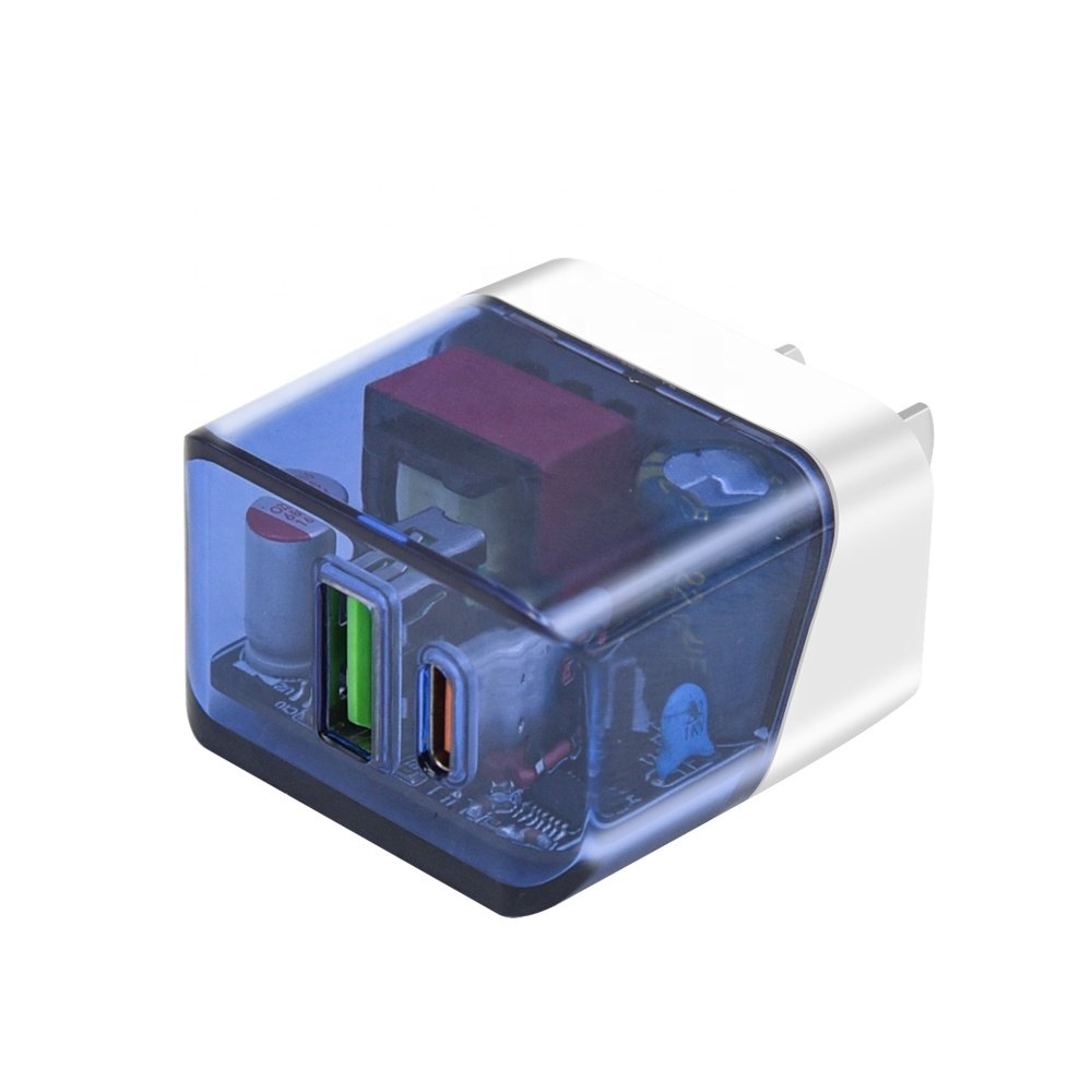 Phone accessory Charging USB Charger 20W PD Adapter Gan chargers Electronics Power Supply With transparent design